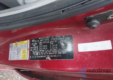 2012 Kia Sedona Lx from USA, damaged, VIN KNDMG4C75C6456171